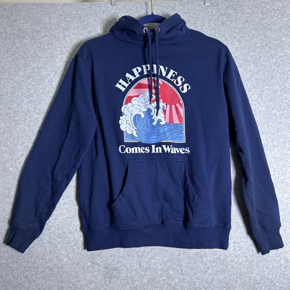 Embrace by Dedicated Hoodie Womens Small Navy Blue Graphic Wave Surf Coastal